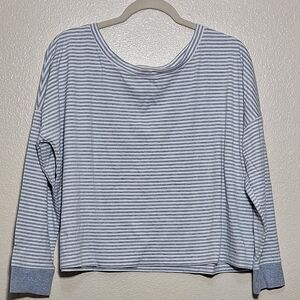 100% Cotton Striped Blue and White Top Medium